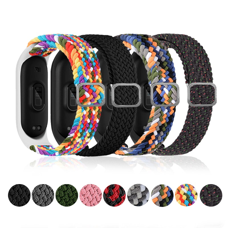 Bracelet for Mi band 6 7 Strap Elastic adjustable Nylon Braided Miband4 miband