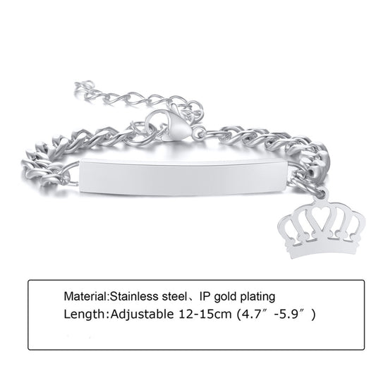 Custom Personalized Name Baby ID Bracelet, Stainless Steel Curb Chain Link