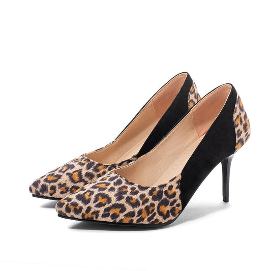 Brand New Cute Apricot Red Leopard Women Pumps Flock High Stiletto Heels Lady S