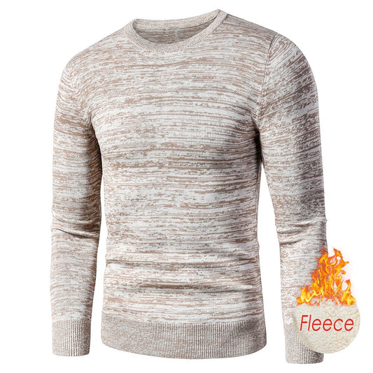 Men Autumn New Casual Vintage Mixed Color Cotton Fleece Sweater Pullovers Men