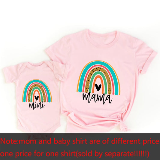 1pcs Rainbow Mommy and Me Shirt Fashion Family Matching Clothes Rainbow Mama