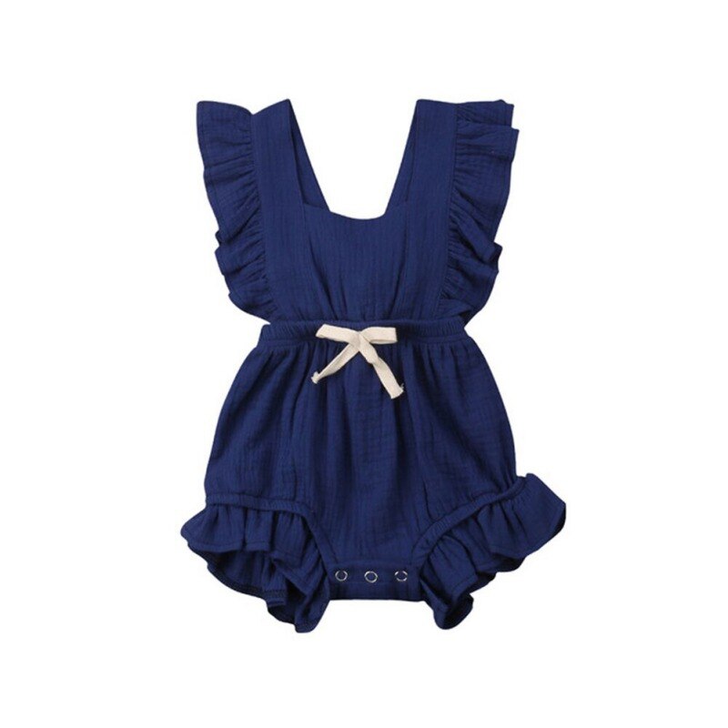 11 styles Newborn Baby Girls Ruffle Solid Color Romper Backcross Jumpsuit Outfit