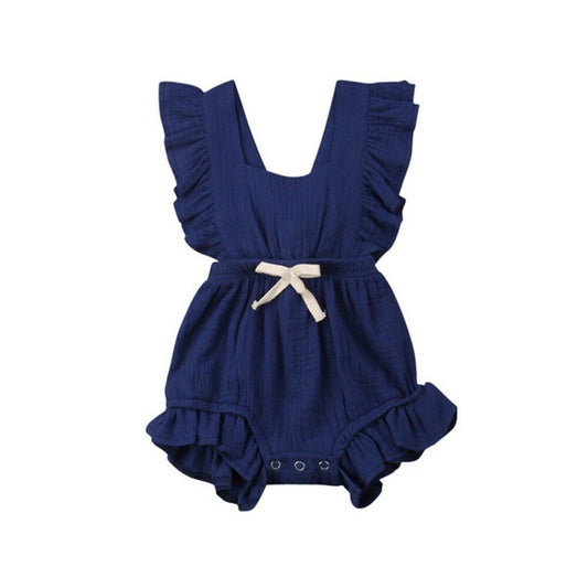 11 styles Newborn Baby Girls Ruffle Solid Color Romper Backcross Jumpsuit Outfit