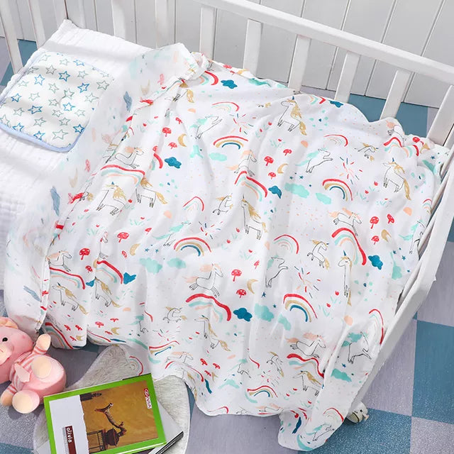 110x120cm 4 Layers Muslin Bamboo Cotton Newborn Baby Receiving Blanket Swaddling