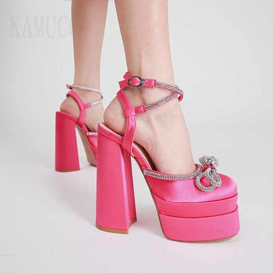 Cute Women Pumps Retro Mary Janes Chunky Heels Sandals Party Platform Dress Par