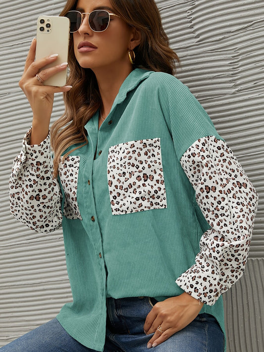 2023 Spring Fall Fashion Girls Long Sleeve Loose Shirt Ladies Leisure Leopard