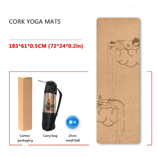 Yoga Mat Cork TPE Natural 5mm Non-slip Gym Sports Mats Absorb Sweat Odorless