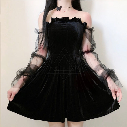 New Vintage Elegant Lace Up Goth Retro Party Dresses Women Gothic Punk