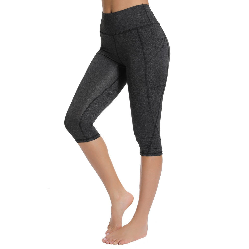 Calf-length Yoga Running Leggings High Waist Workout Push Up Leggins Sport Women