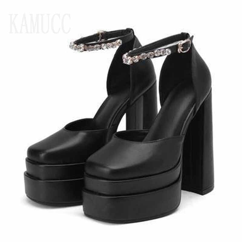 Cute Women Pumps Retro Mary Janes Chunky Heels Sandals Party Platform Dress Par