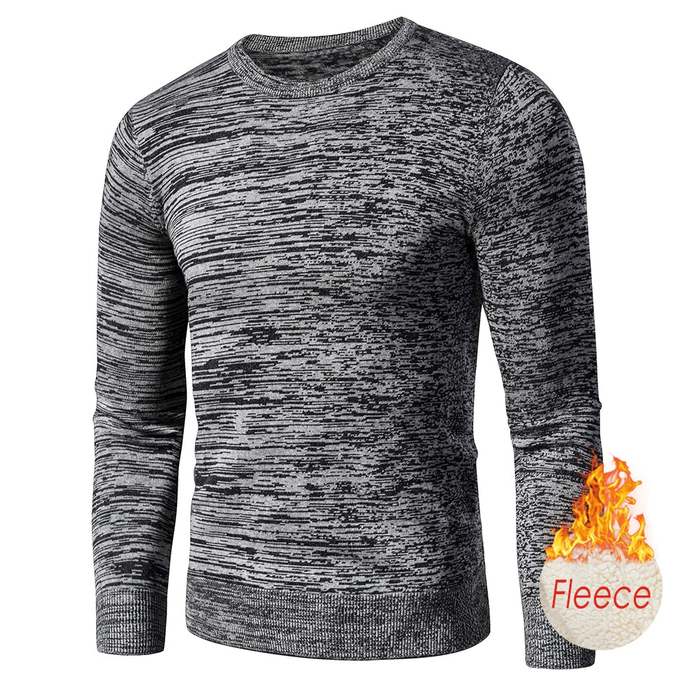 Men Autumn New Casual Vintage Mixed Color Cotton Fleece Sweater Pullovers Men