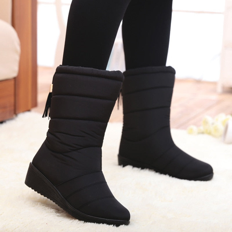 Fashion Women Boots Tassel Winter Boots Female Down Snow Boots Shoes Woman Mid