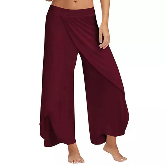 Women Wide Leg Pants Loose Fitness Yoga Split Trousers Mandala Open Leg Pants