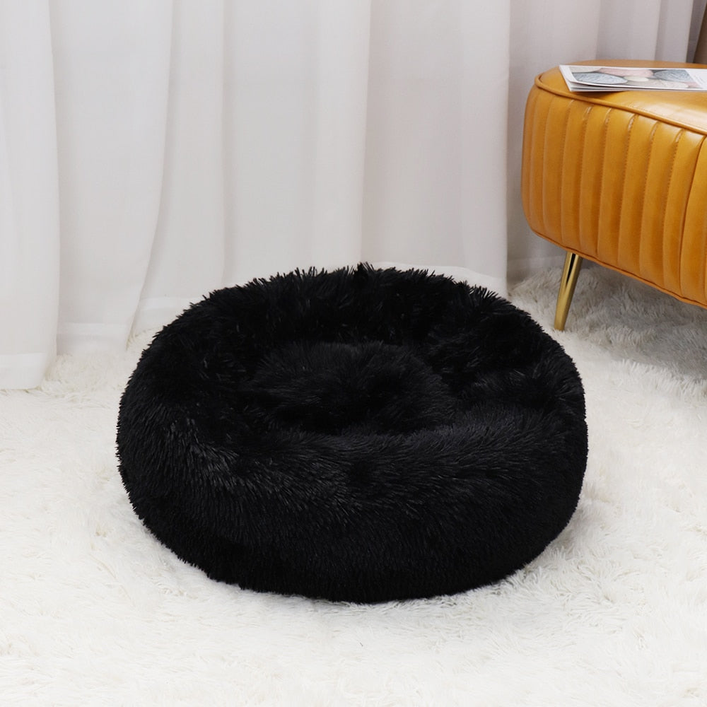 Super Soft Pet Cat Bed Plush Full Size Washable Calm Bed Donut Bed Comfortable