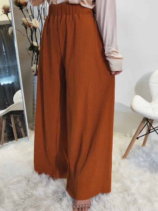 2020 New Fashion Plus Size Women's Pleated Wide-Leg Pants Women Vintage Linen