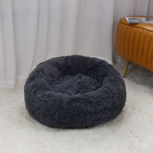 Super Soft Pet Cat Bed Plush Full Size Washable Calm Bed Donut Bed Comfortable