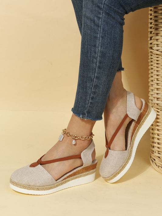 Two Tone Espadrille Slingback Wedge Shoes