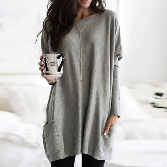 Womenâ€˜s Long Sleeve Pocket Tunic Tops Blouse Ladies Casual Loose Jumper Pullove