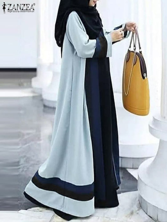 ZANZEA V-Neck Long Sleeve Solid Color Abaya Kaftan Blouse Spring Women Islam Mu