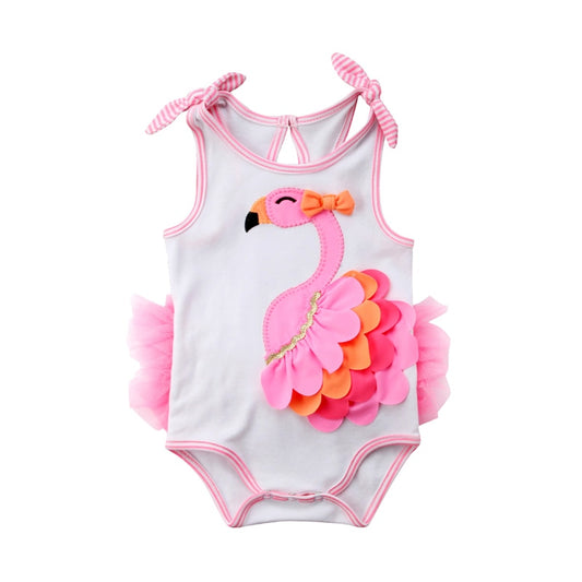 Pudcoco US Stock Newborn Baby Girl Romper Clothing Flamingo Flower Bow Romper