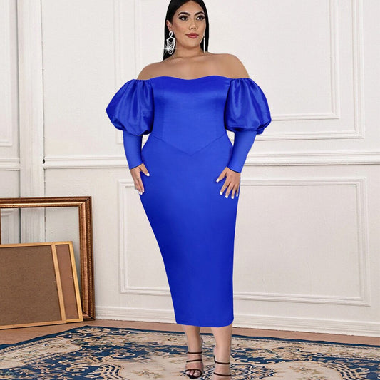 Plus Size Women 4xl Dress Off Shoulder Elegant Party Dress Autumn Luxury Evening