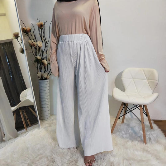 2020 New Fashion Plus Size Women's Pleated Wide-Leg Pants Women Vintage Linen