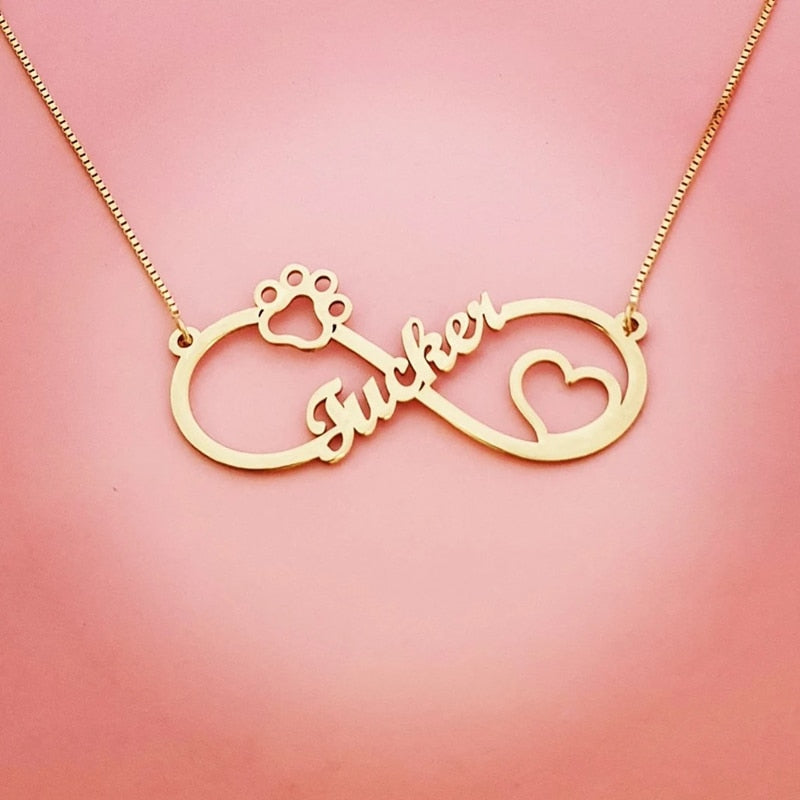 Custom Stainless Steel Infinity Name Necklace Boho Jewelry Personalized Heart N