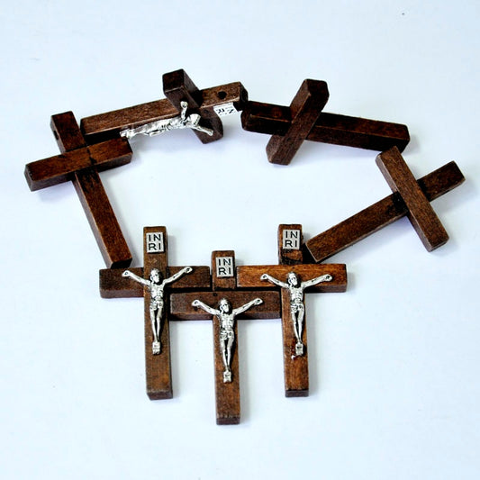 100 Pcs New Wood Jesus Cross Pendant Charms Christian Catholic Believers Faith