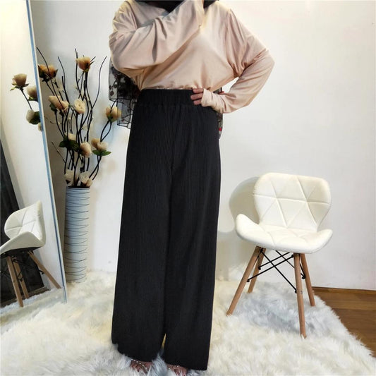 2020 New Fashion Plus Size Women's Pleated Wide-Leg Pants Women Vintage Linen