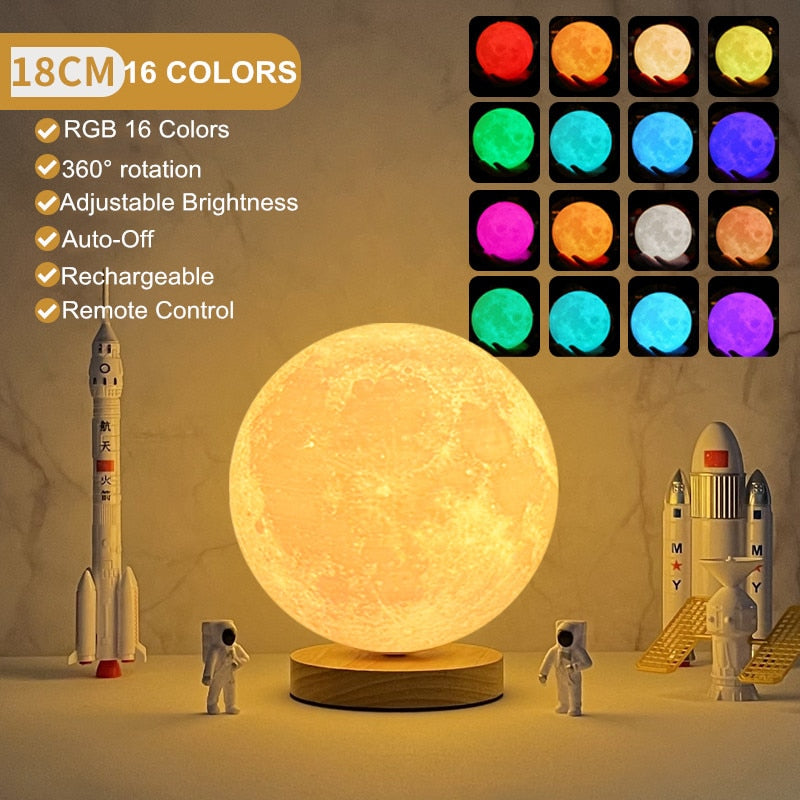 Moon Lamp 16 Colors Galaxy Moon Lamp Kids Night Lights USB Rechargeable LED Plan