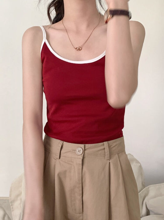 Small Suspender Vest Women's Summer Wear French Sweet Spice Girl Back Color Cont