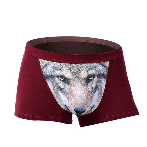 Panties Wolf Funny Underwear Men Cotton Breathable Boxer Shorts Man Brand U Pou