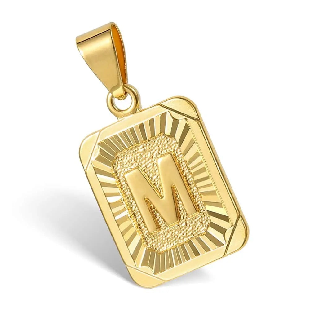 Hot Sale Initial Necklace for Women Men 26 Letters Pendant Gold Color Cuban Cur