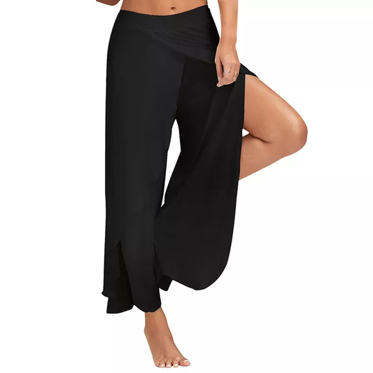 Women Wide Leg Pants Loose Fitness Yoga Split Trousers Mandala Open Leg Pants