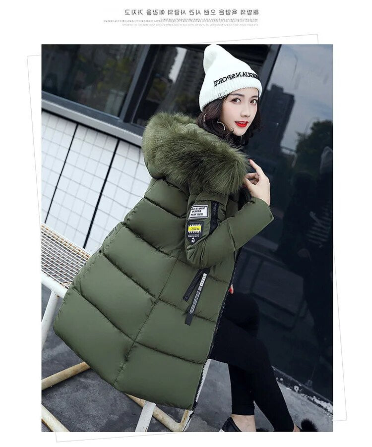 Parka Women 2023 Winter Coats Long Cotton Casual Fur Hooded Jackets Women Thick