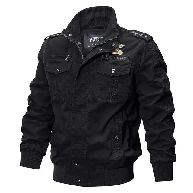 Plus Size Military Bomber Jacket Men Spring Autumn Casual Multi-pocket Pilot Ja