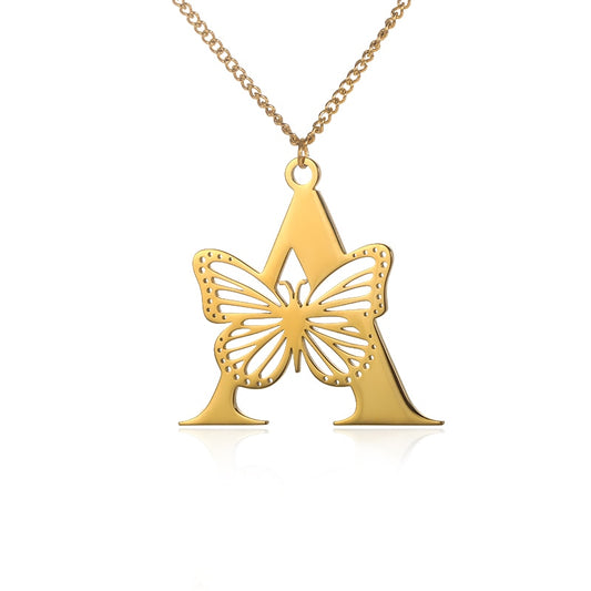 Free Shipping Dainty Big Butterfly Letters Necklaces For Women Girl Jewelry