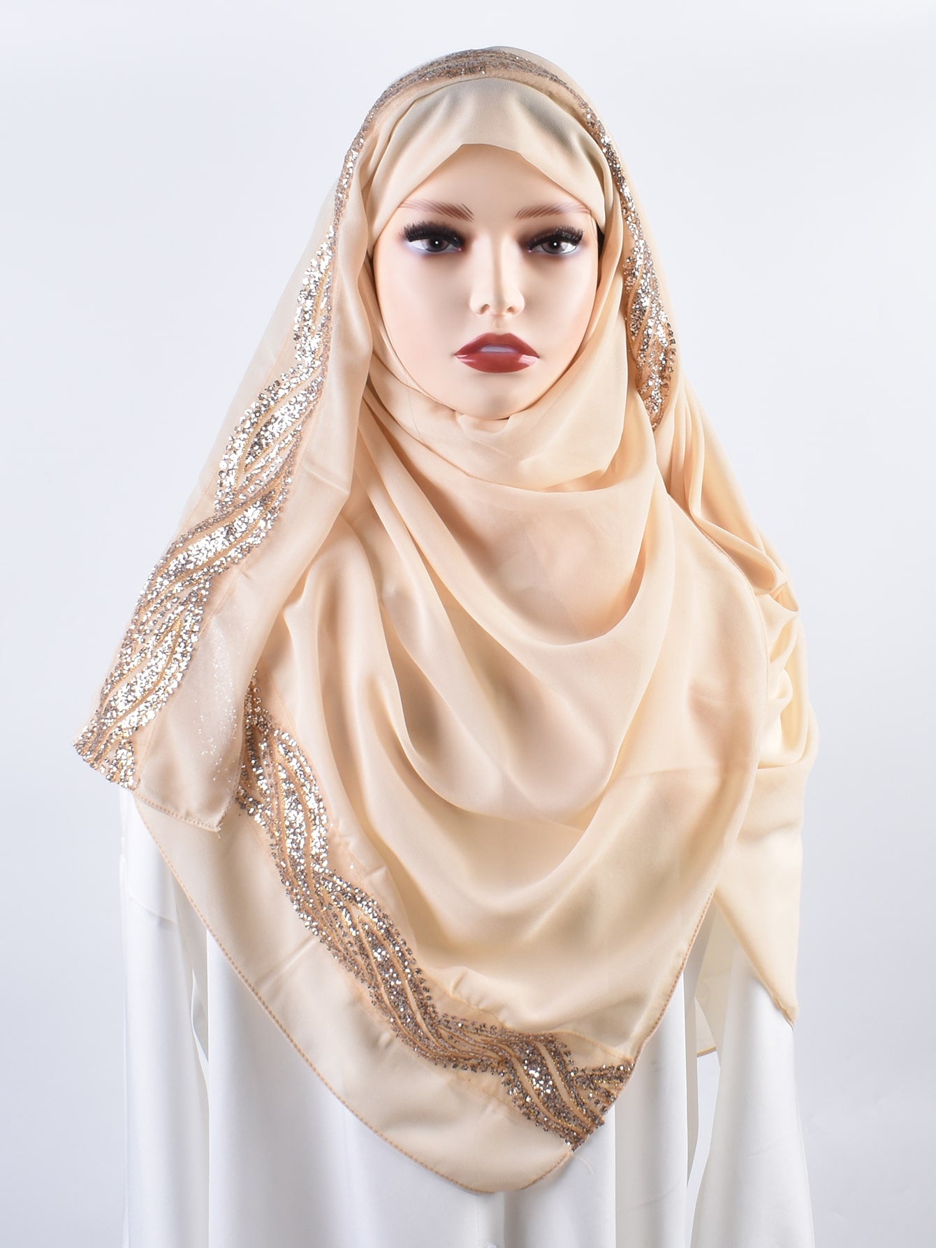 1PC women's diamond-encrusted sunscreen breathable women's pullover muslim hijab