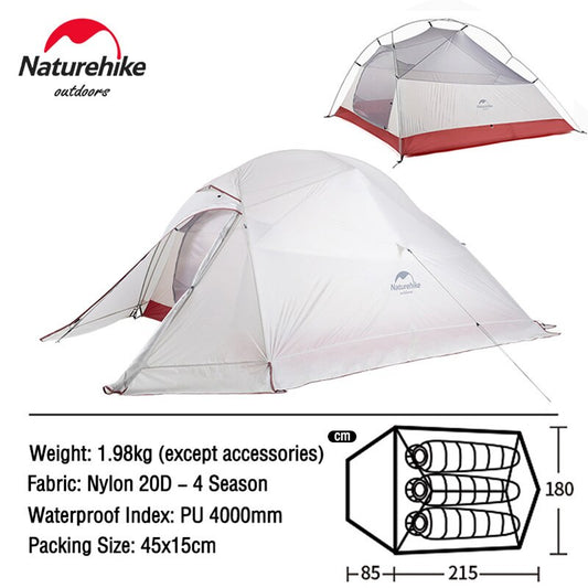 Naturehike Tent Cloud Up Mongar Star River 2 Person Camping Tent Ultralight Bac