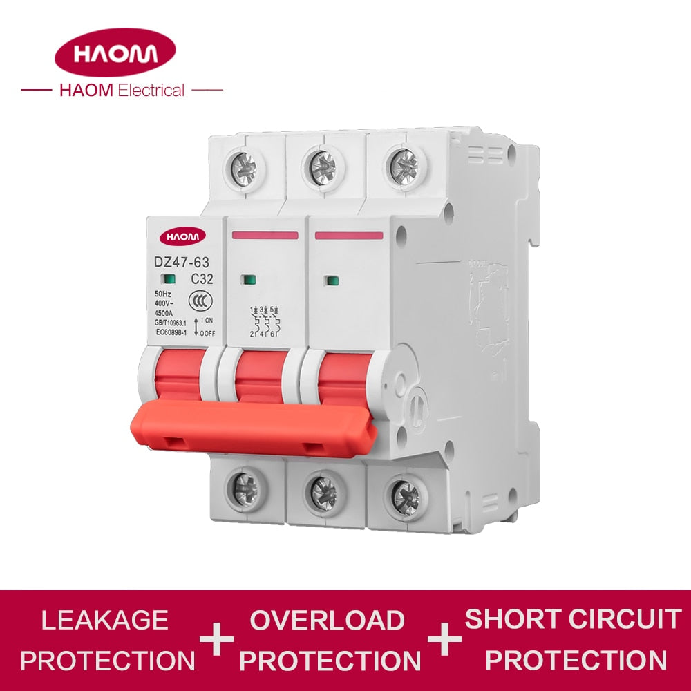 HAOM 3P DC MCB Start Power Disjuntor Protector Circuit Breaker Diferencial Rearm