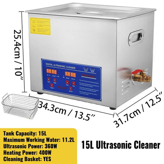 VEVOR 1.3L 2L 3L 6L 10L 15L 22L 30L Ultrasonic Cleaner Lave-Dishes Portable Was