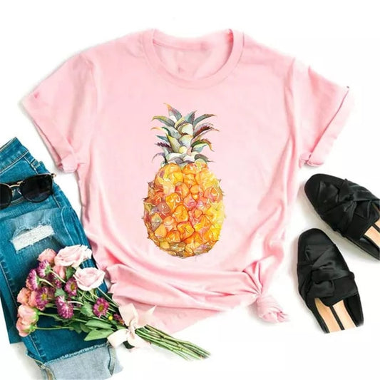 Kawaii Pineapple Printed Womens Clothes Streetwear T Shirt Cartoon Graphic Tees