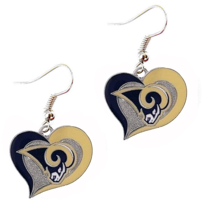 32 DIY Football Team Logo Rugby Heart Shape Sports Teams Earrring