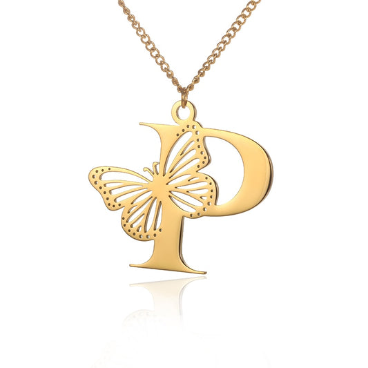 Free Shipping Dainty Big Butterfly Letters Necklaces For Women Girl Jewelry