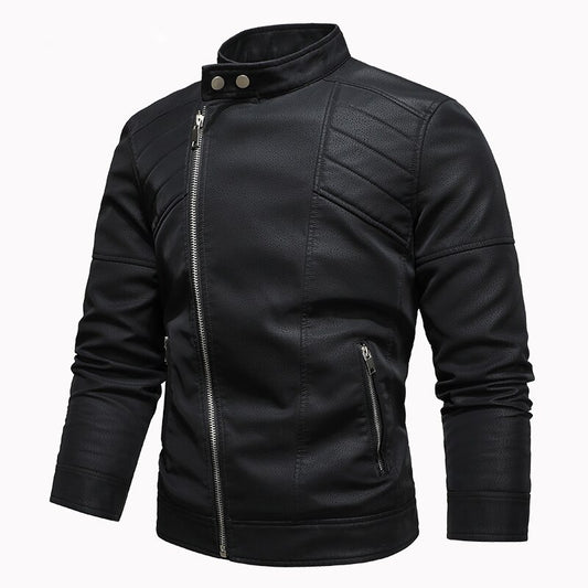 Brand Autumn Winter Men Leather Jackets Vintage Fleece Mens PU Leather Coats Mot