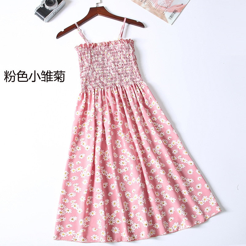 45 Color Summer Strapless Pleated Women Chiffon Dresses Female High Waist