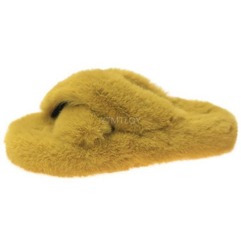 Summer Fluffy Raccoon Fur Slippers Shoes Women Real Fox Fur Flip Flop Flat Furry