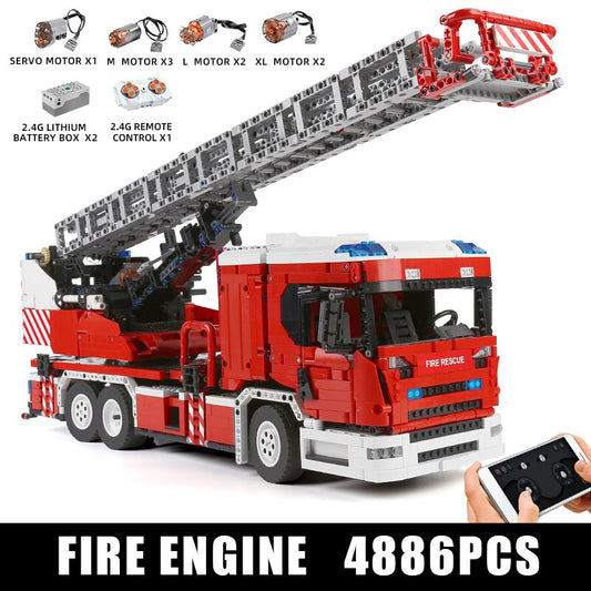 MOULD KING 17022 Technical Car Toys MOC-60361 Motorized Scania L Fire Ladder Tru