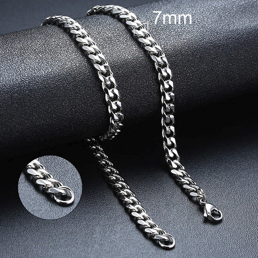 Vnox Cuban Chain Necklace for Men Women, Basic Punk Stainless Steel Curb