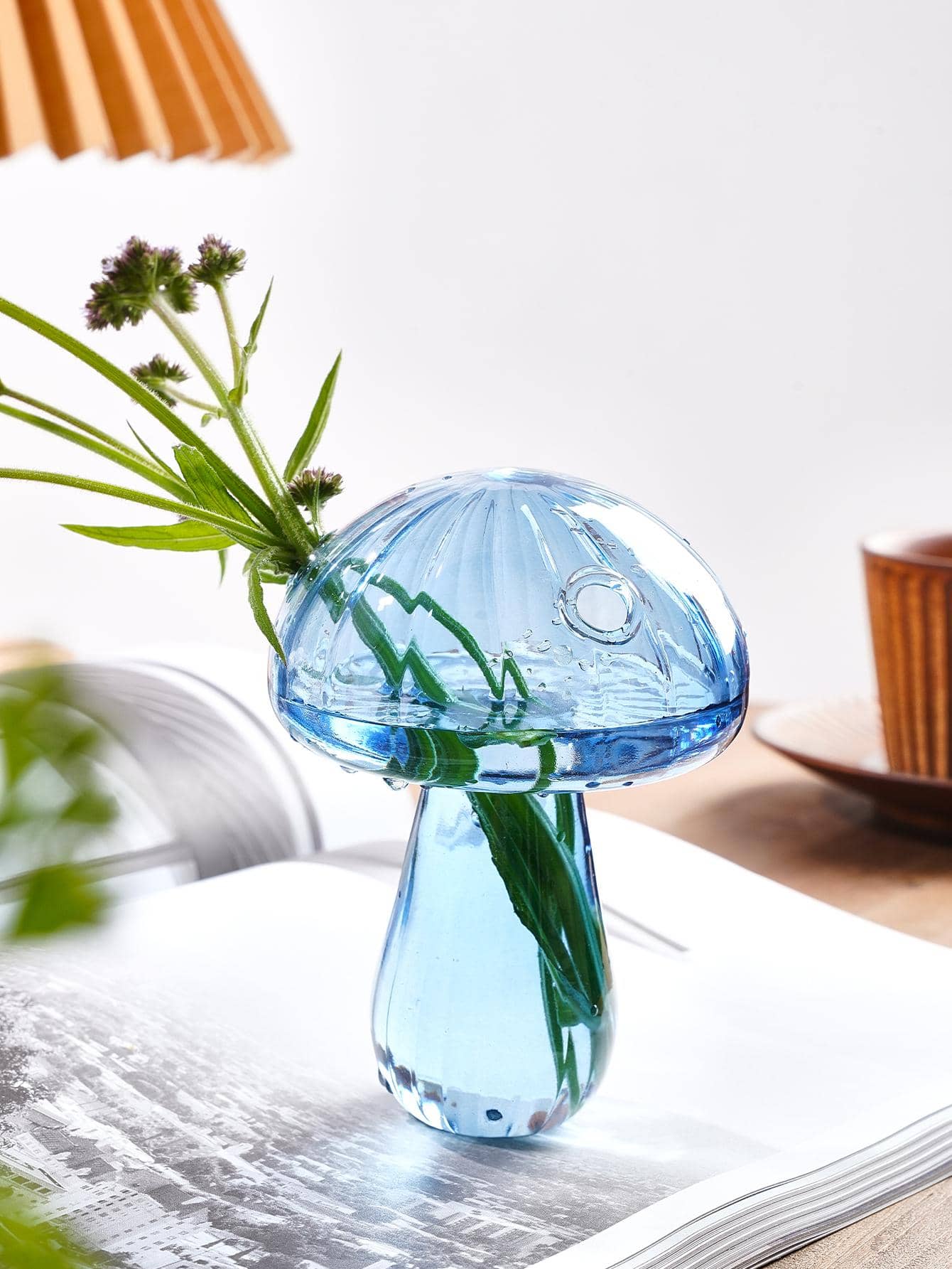 1pc Glass Flower Vase, Creative Mushroom Shaped Clear Floral Vase For Home Decor